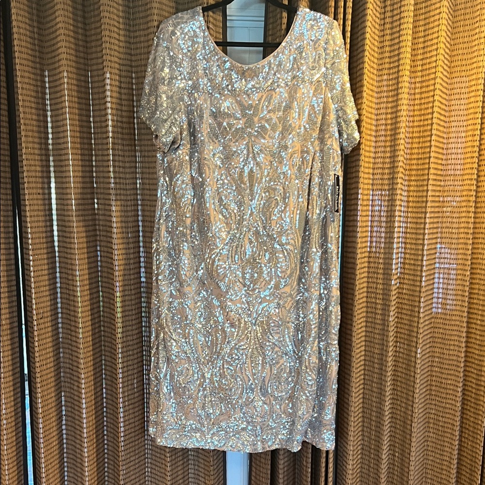 R&M Richards Gold Sequin  Dress